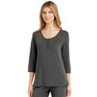 Women's Cuddl Duds Pajamas: Essential Henley Top, Size: Large, Grey (charcoal)