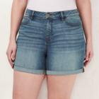 Plus Size Lc Lauren Conrad Rolled Denim Shorts, Women's, Size: 18 W, Blue