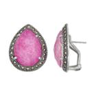 Lavish By Tjm Sterling Silver Ruby Doublet & Marcasite Teardrop Earrings, Women's, Pink