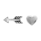 Itsy Bitsy Sterling Silver Arrow & Heart Mismatch Stud Earrings, Women's