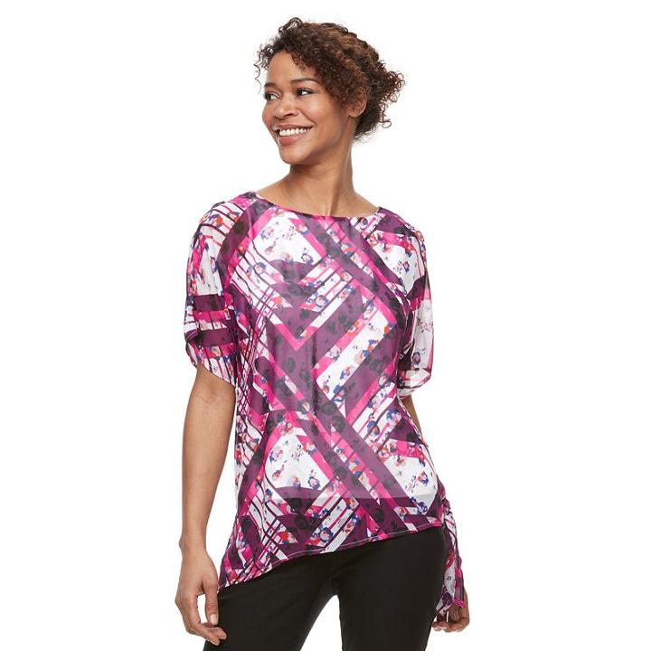 Women's Dana Buchman Chiffon Popover Top, Size: Xxl, Dark Pink