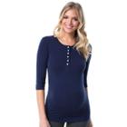 Maternity Pip & Vine By Rosie Pope Henley Tee, Women's, Size: M-mat, Blue (navy)