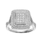Sterling Silver 3/4 Carat T.w. Diamond Rectangle Ring, Women's, Size: 6, White