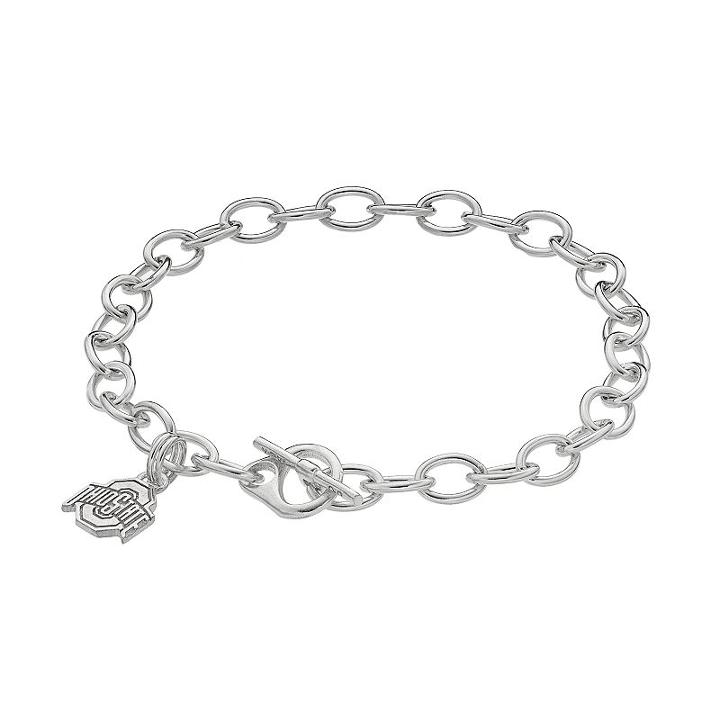 Dayna U Ohio State Buckeyes Sterling Silver Toggle Bracelet, Women's, Size: 8, Grey