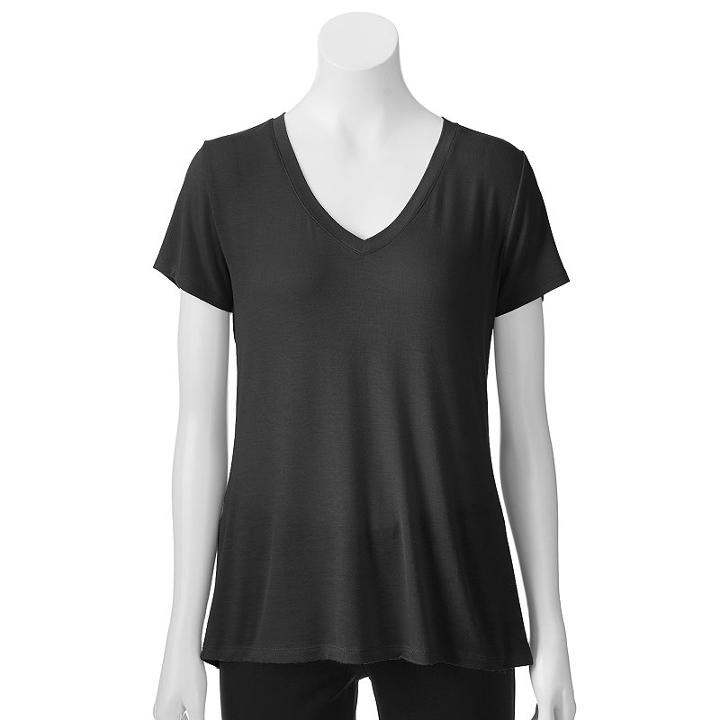 Apt. 9&reg; Essential Solid V-neck Tee - Women's, Size: Small, Black