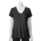 Apt. 9&reg; Essential Solid V-neck Tee - Women's, Size: Small, Black