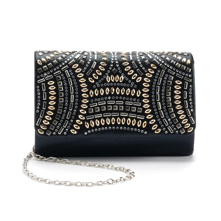 Gunne Sax By Jessica Mcclintock Alexis Studded Satin Crossbody Clutch, Women's, Black