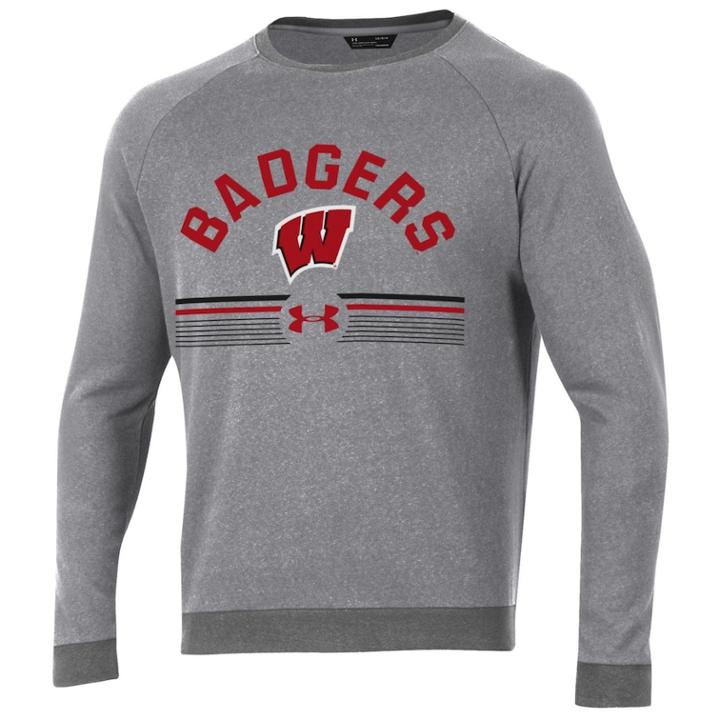 Men's Under Armour Wisconsin Badgers Sport Style Crew Sweatshirt, Size: Medium, Gray