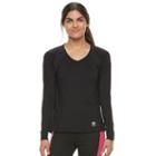 Women's Fila Sport&reg; Basic V-neck Long Sleeve Tee, Size: Small, Black