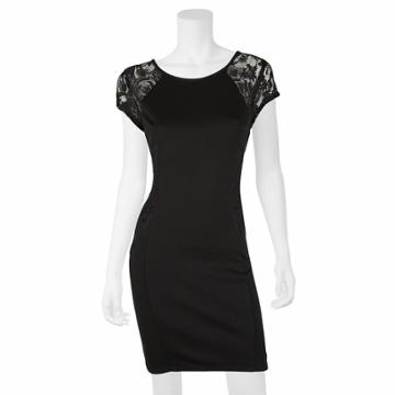Juniors' Iz Byer Lace Bodycon Dress, Teens, Size: 1, Black