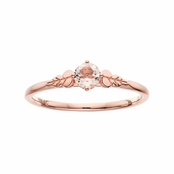 Lc Lauren Conrad 10k Rose Gold Morganite Leaf Ring, Women's, Size: 8, Pink