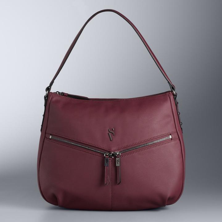 Simply Vera Vera Wang Zipper Pocket Hobo Bag, Women's, Dark Pink