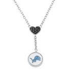 Detroit Lions Crystal Heart & Logo Y Necklace, Women's, Black