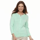 Women's Croft & Barrow&reg; Essential Button-front Cardigan, Size: Xs, Lt Green