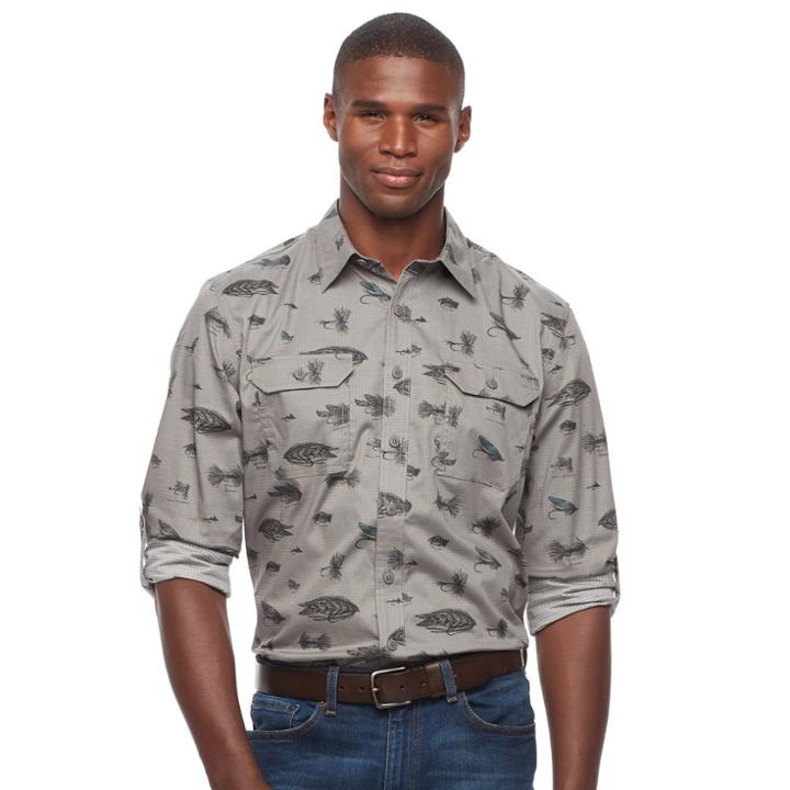 Men's Croft & Barrow&reg; Classic-fit Roll-tab Button-down Shirt, Size: Small, Med Grey