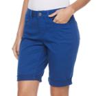 Women's Croft & Barrow&reg; Cuffed Jean Bermuda Shorts, Size: 10, Dark Blue