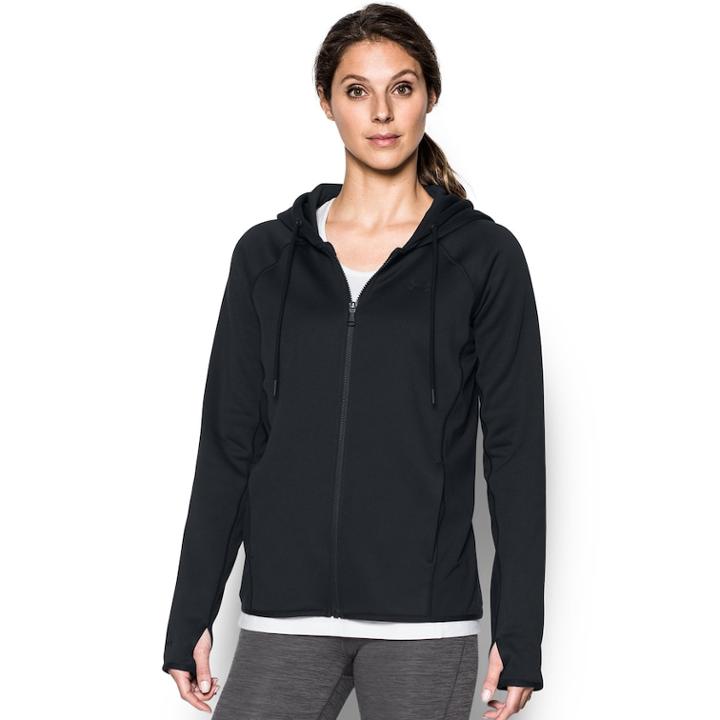 Women's Under Armour Fleece Fz-solid Thumb Hole Zip-up Hoodie, Size: Small, Black