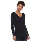 Women's Apt. 9&reg; Ribbed Sleeve Tunic Sweater, Size: Xl, Black