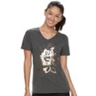 Disney Mickey & Minnie Mouse Juniors' Foil Tee, Teens, Size: Large, Grey (charcoal)