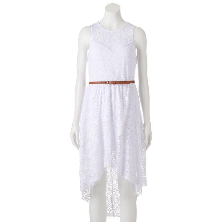 Juniors' Lily Rose High-low White Lace Dress, Girl's, Size: Small, White Oth