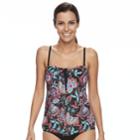 Women's Croft & Barrow&reg; Flyaway Bandeaukini Top, Size: 8, Black Red Multi