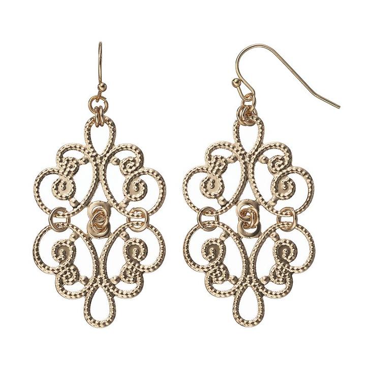 Apt. 9&reg; Filigree Drop Earrings, Women's, Gold