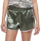 Juniors' Fire Contrast Trim Satin Shorts, Teens, Size: Small, Dark Green