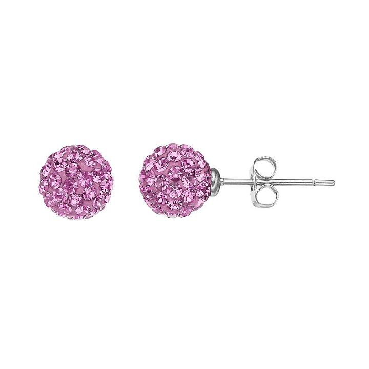 Silver Luxuries Silver Tone Crystal Fireball Stud Earrings, Women's, Purple