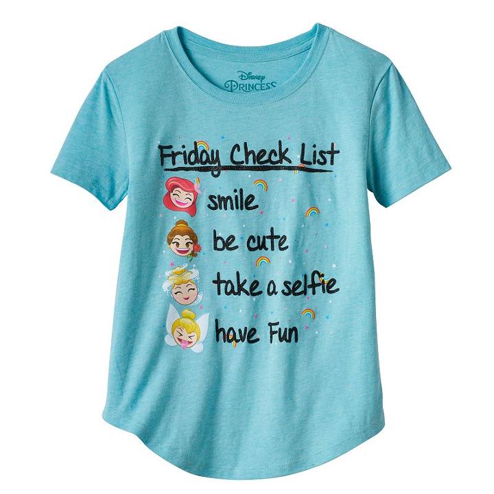 Disney Princess Girls 7-16 & Plus Size Friday Check List Graphic Tee, Girl's, Size: Large, Purple Oth