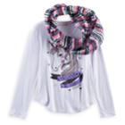 Girls 7-16 Self Esteem Foil Graphic Tee & Infinity Scarf Set With Necklace, Size: Xl, White