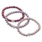 Pearlustre By Imperial Dyed Freshwater Cultured Pearl And Crystal Stretch Bracelet Set, Women's, Multicolor