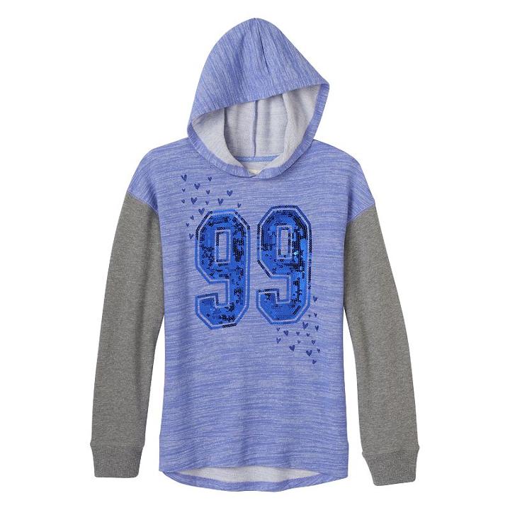 Girls 7-16 So&reg; Graphic Fleece Hoodie, Girl's, Size: 16, Turquoise/blue (turq/aqua)