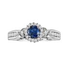 Cherish Always Diamond And Sapphire Engagement Ring In 10k White Gold (7/8 Ct. T.w.), Women's, Blue