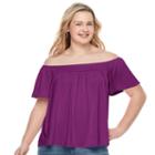 Juniors' Plus Size So&reg; Smocked Off The Shoulder Top, Girl's, Size: 3xl, Purple