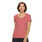 Women's Croft & Barrow&reg; Essential V-neck Tee, Size: Xs, Brt Pink