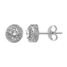 Diamond Essence Sterling Silver Crystal & Diamond Accent Halo Stud Earrings, Women's