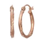 14k Rose Gold Twisted Hoop Earrings, Women's, Pink