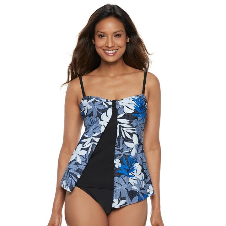 Women's Croft & Barrow&reg; Flyaway Bandeaukini Top, Size: 8, Med Blue
