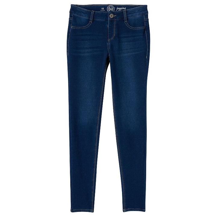 Girls 7-16 & Plus Size So&reg; Perfectly Soft Faded Denim Jeggings, Girl's, Size: 7, Dark Blue
