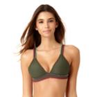 Juniors' California Sunshine Embroidered Triangle Bikini Top, Women's, Size: Small, Dark Green