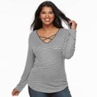 Juniors' Plus Size So&reg; Crisscross Top, Teens, Size: 2xl, Med Grey