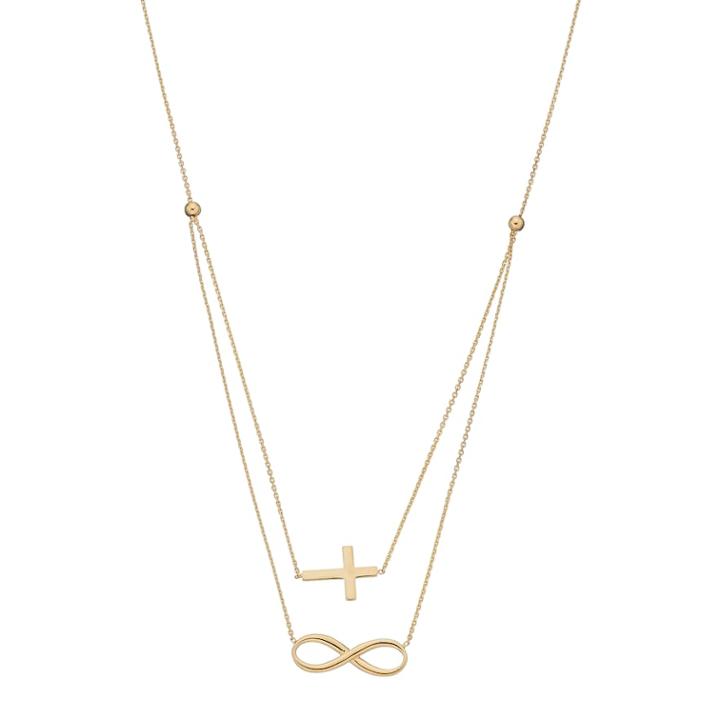 14k Gold Sideways Cross & Infinity Swag Necklace, Women's, Size: 16, Yellow