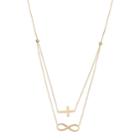 14k Gold Sideways Cross & Infinity Swag Necklace, Women's, Size: 16, Yellow