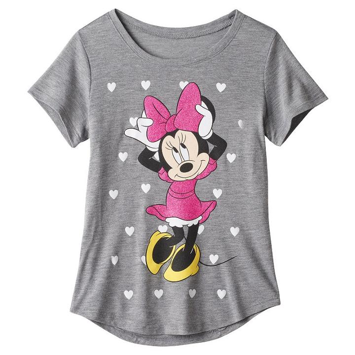 Disney's Minnie Mouse Girls 7-16 Heart Tee, Girl's, Size: Medium, Med Grey