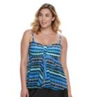 Plus Size Croft & Barrow&reg; Mesh Flyaway Tankini Top, Women's, Size: 20 W, Med Blue