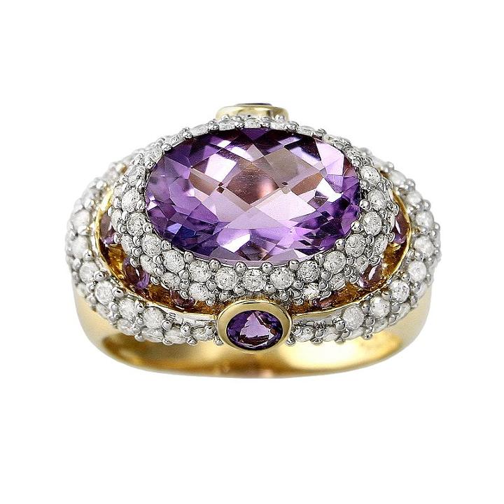 10k Gold 1-ct. T.w. Diamond And Amethyst Frame Ring, Women's, Size: 7, Purple