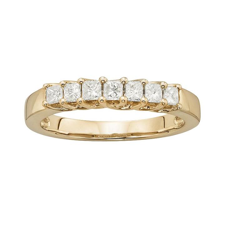 14k Gold 1/2-ct. T.w. Igl Certified Princess-cut Diamond Wedding Ring, Women's, Size: 9.50, White