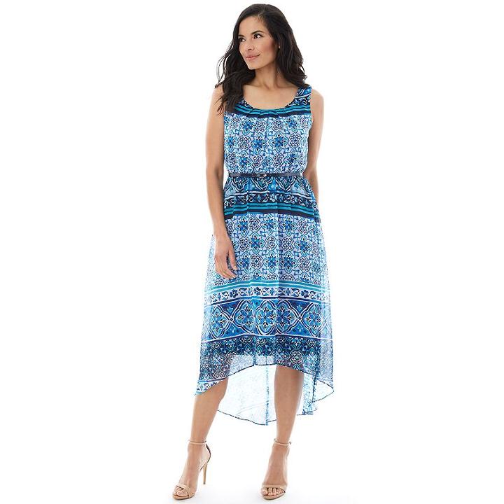 Women's Ab Studio Medallion High-low Maxi Dress, Size: Xlrg Av/rg, Ovrfl Oth