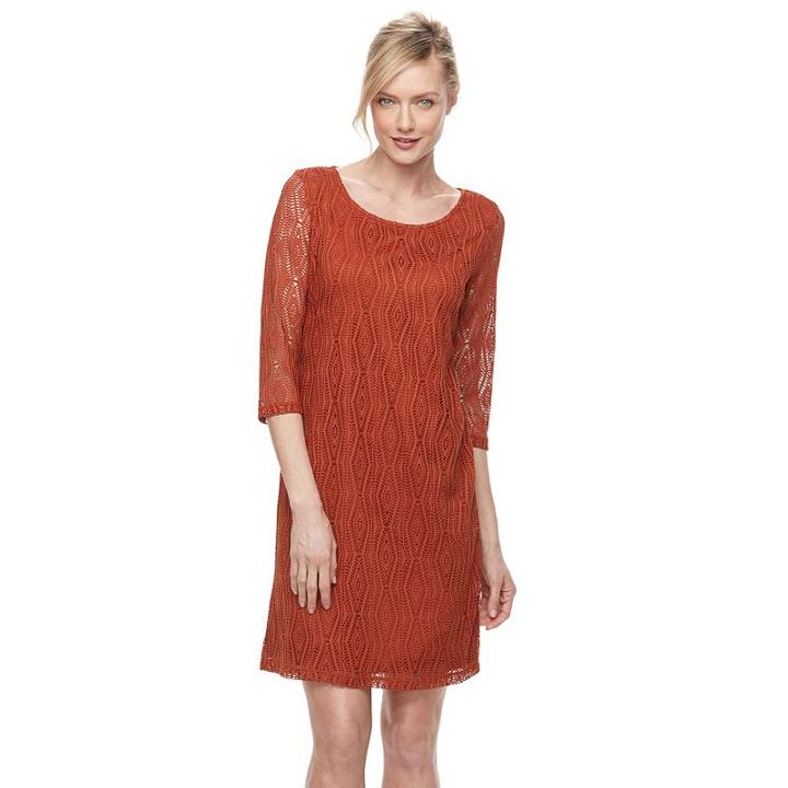 Women's Dana Buchman Lace Shift Dress, Size: Large, Orange