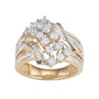 10k Gold 1 1/2 Carat T.w. Diamond Twist Multi Row Ring, Women's, Size: 8, White